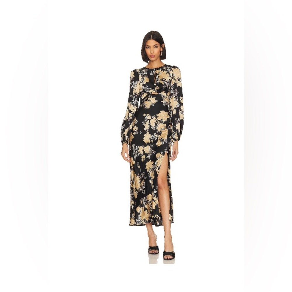 ASTR Floral Black and Cream Maxi Dress